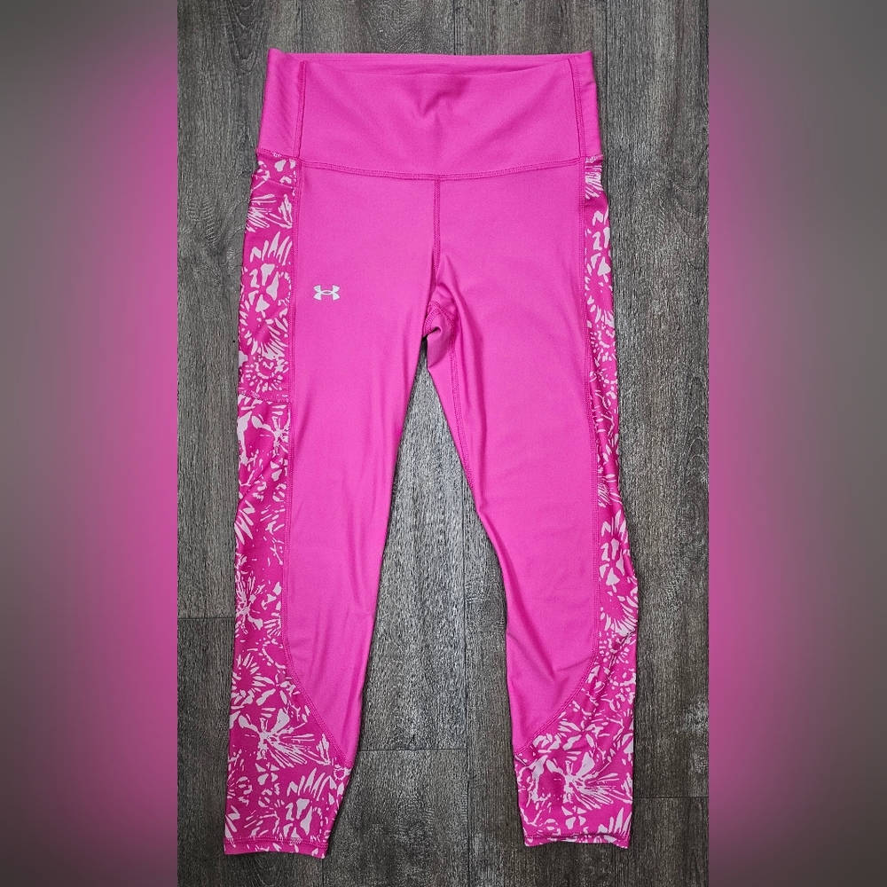 Under Armour Pink Patterned High-Rise Compression Leggings-Size Medium - Picture 2 of 4